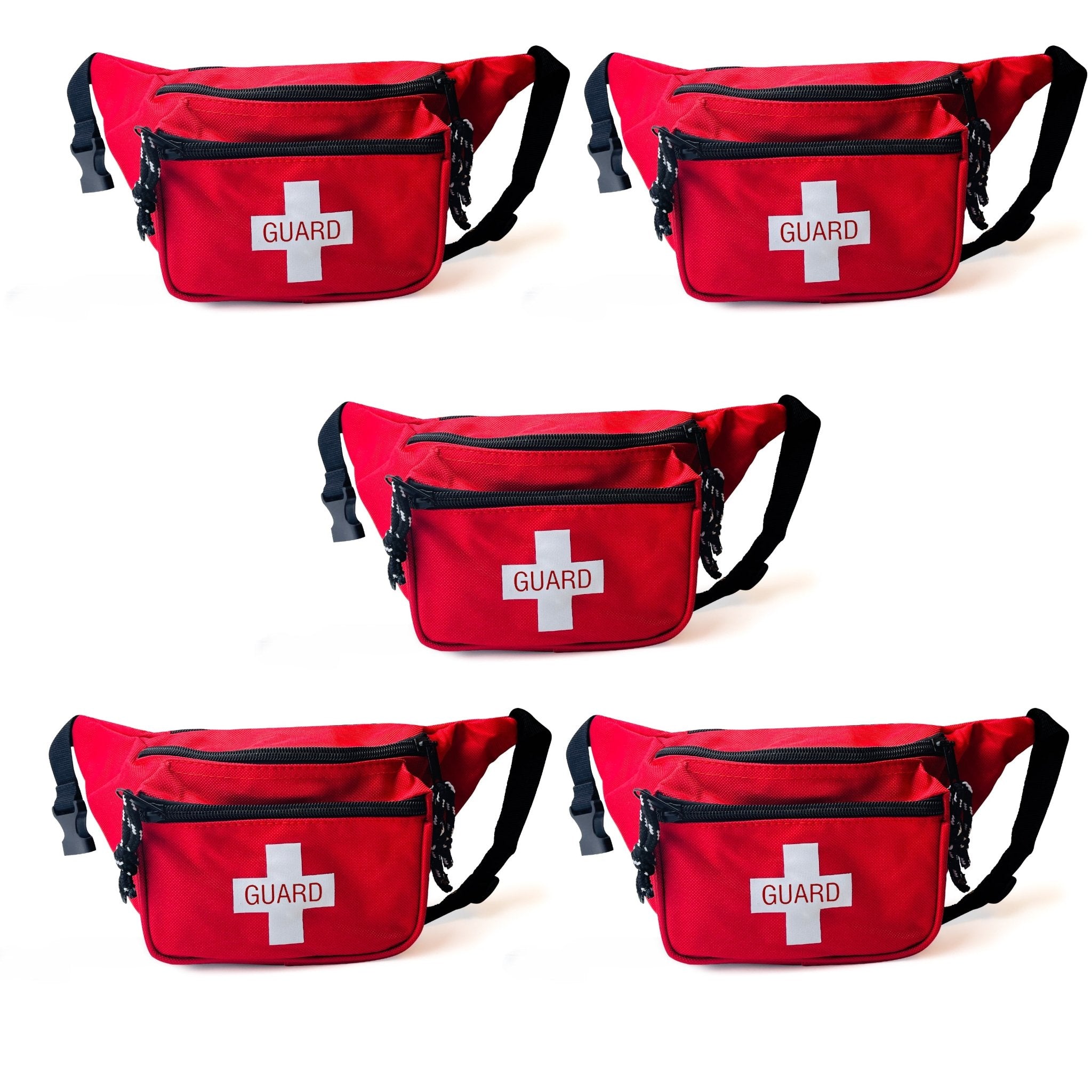 Red Lifeguard Fanny Pack - 3 Pocket First Aid Waist Bag - ASA TECHMED