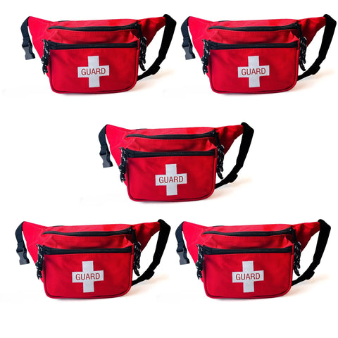 Red Lifeguard Fanny Pack - 3 Pocket First Aid Waist Bag - ASA TECHMED