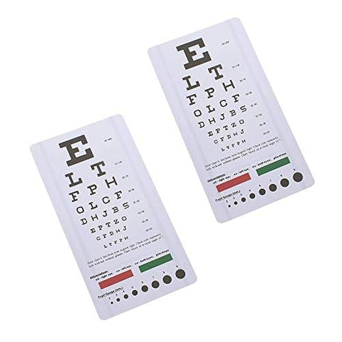 Snellen Pocket Eye Chart Wall Chart for Visual Acuity with Red + Green Lines, Pupil Gauge - ASA TECHMED