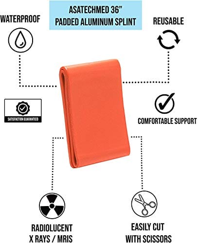 Universal Aluminum Rolled Emergency Splint and 2 Self - Adherent Cohesive Tape Rolls - Ideal Wrap for Sports, First Aid, Pets - ASA TECHMED