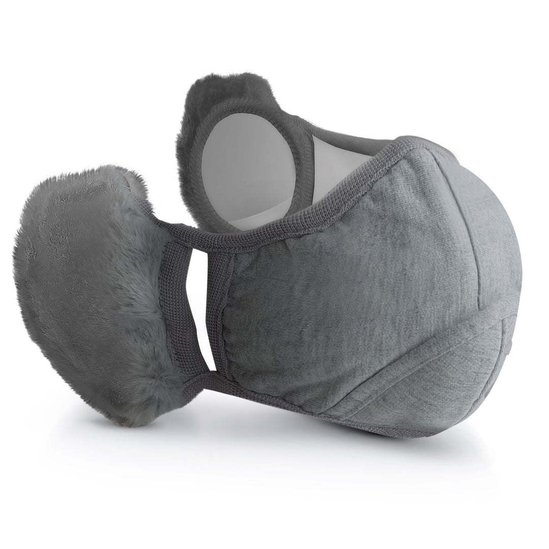 Winter Face Mask with Earmuffs - Cotton Fleece Mouth Warmer - ASA TECHMED