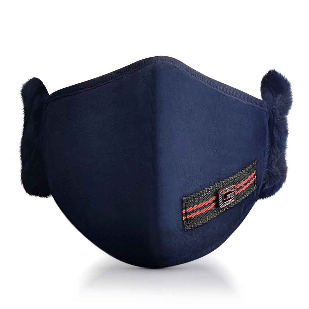 Winter Face Mask with Earmuffs - Cotton Fleece Mouth Warmer - ASA TECHMED