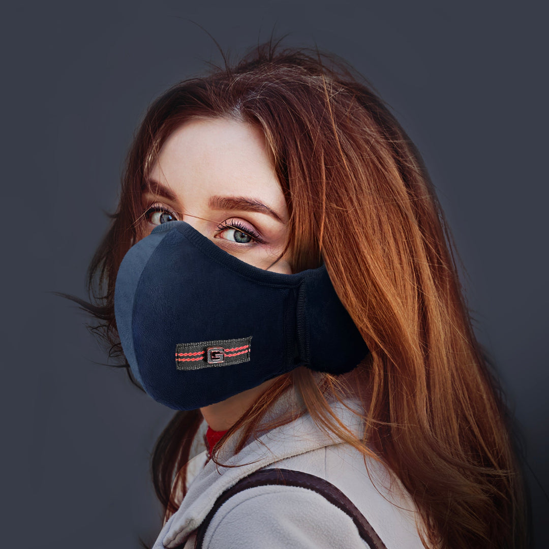 Winter Face Mask with Earmuffs - Cotton Fleece Mouth Warmer - ASA TECHMED