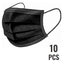 Disposable Face Mouth Masks 3-Ply with Ear Loops, Single Use Black 10 PPE Essentials