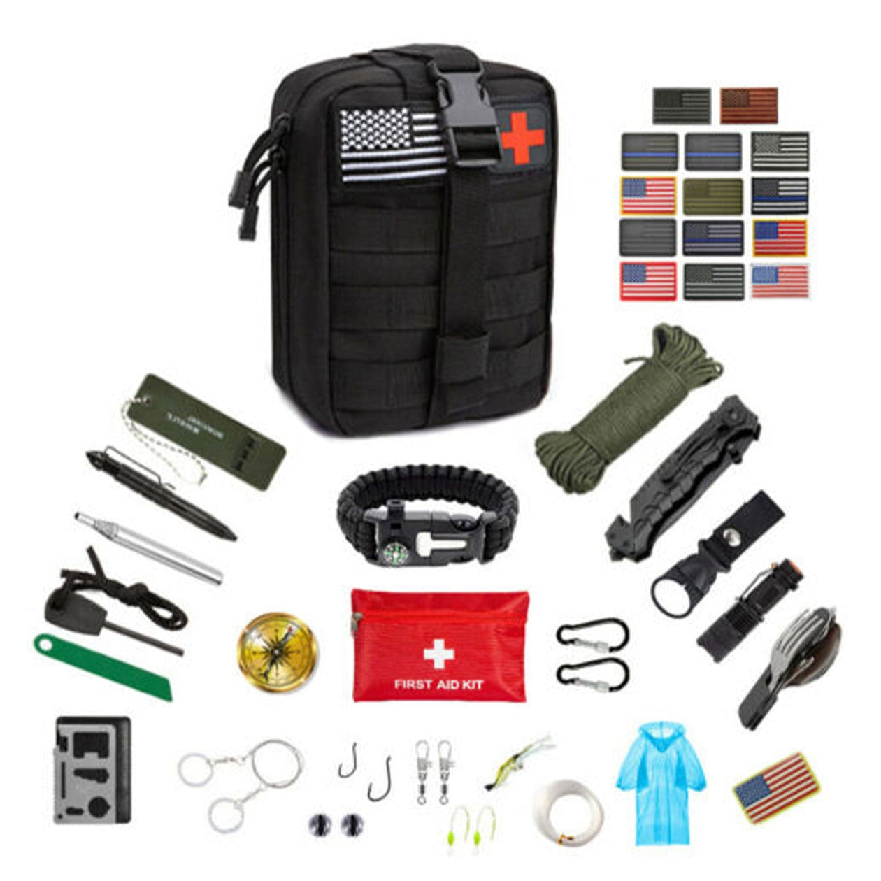 Kit de supervivencia de emergencia Equipo de supervivencia de 50 piezas  Equipo de primeros auxilios táctico IFAK