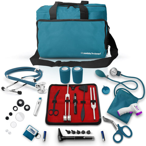 18 Piece Nurse Starter Kit with Stethoscope, Blood Pressure Monitor and More Teal Nurse Kits