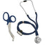 Dual-Head Sprague Stethoscope + Matching Trauma Shears in Assorted Colors Navy Blue Stethoscopes