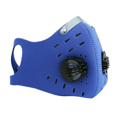 Reusable Dual Air Breathing Valve Face Mask Cover with Activated Carbon Filter Blue PPE Essentials