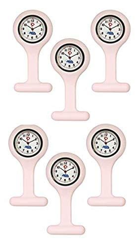 Set of 6 Silicone Nurse Watch W/Pin/Clip, Infection Control Design, Health Care, Nurse, Doctor, Paramedic, Nursing Student, Medical Brooch Fob Watch Pink Nurse Watches