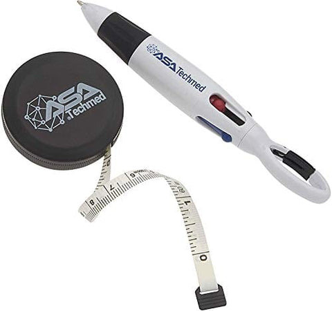 Dual Head Stethoscope w/Snellen Eye Chart, Taylor Percussion Hammer, Otoscope w/Batteries, LED Pupil Gauge Penlight, Retractable Tape Measure, 4 in 1 Color Ballpoint Pen Stethoscopes
