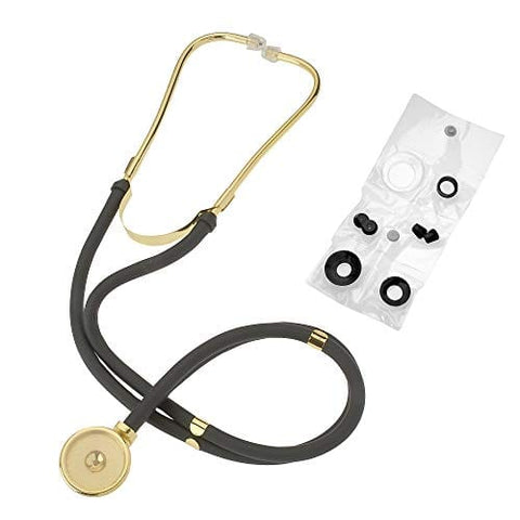 Gold & Black Premium Sprague Rappaport Lightweight Dual Head Stethoscope | Adult, Pediatric, Infant Chestpiece + Accessory Pouch for Clincial, Doctor, Nurse Stethoscopes