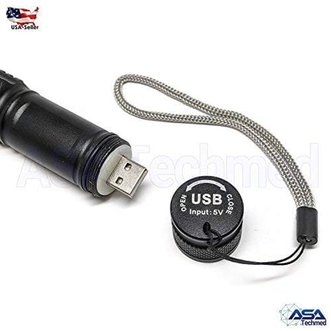 USB Rechargeable Flashlight, Zoomable 8000Lm XML T6 LED (Black) Flashlights