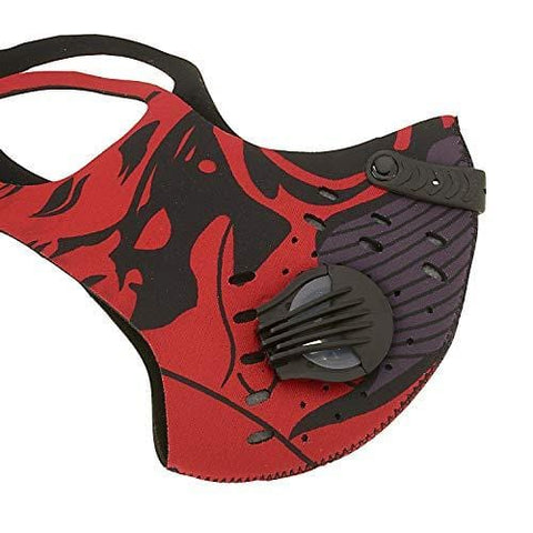 ASA Techmed Reusable Dual Air Breathing Valve Face Mask Cover with Activated Carbon Filter Tactical Red
