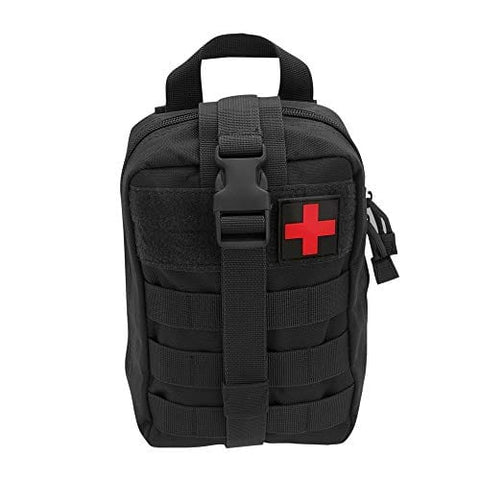Molle Pouch CPR Rescue Kit with Adult/Child Pocket Resuscitator Mask, Cohesive Bandages, Gloves, & Wipes