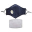 ASA Techmed Reusable Dual Air Breathing Valve Face Mask Cover with Activated Carbon Filter Navy With Valve Face Masks