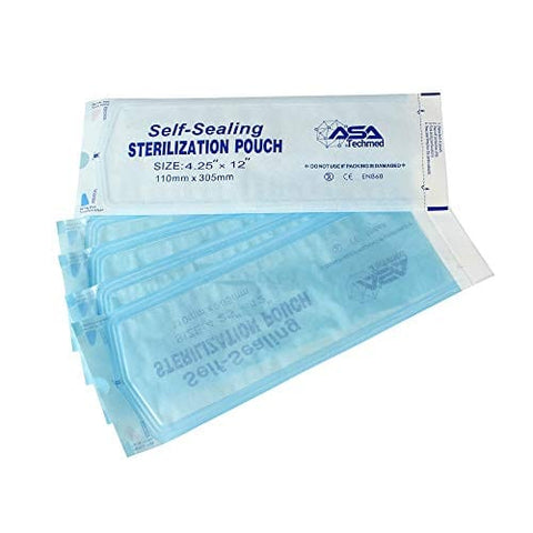 800 Count Self Sealing Autoclave Pouch - 3 Boxes - Paper Blue Film for Cleaning Tools, Tattoo Shops, Dental Offices Choose Your Size by AsaTechmed 4.25" x 12" PPE Essentials