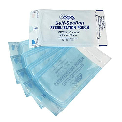 800 Count Self Sealing Autoclave Pouch - 3 Boxes - Paper Blue Film for Cleaning Tools, Tattoo Shops, Dental Offices Choose Your Size by AsaTechmed 3.5" x 6.5" PPE Essentials