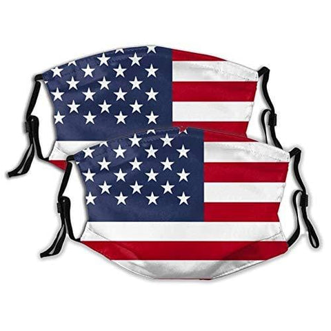 ASA Techmed Reusable Dual Air Breathing Valve Face Mask Cover with Activated Carbon Filter Patriotic 2pcs Face Masks