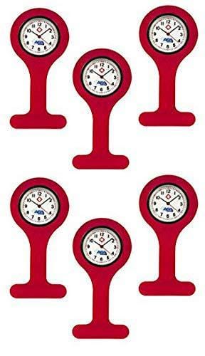 Set of 6 Silicone Nurse Watch W/Pin/Clip, Infection Control Design, Health Care, Nurse, Doctor, Paramedic, Nursing Student, Medical Brooch Fob Watch Red Nurse Watches