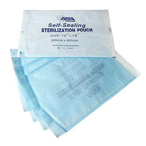 800 Count Self Sealing Autoclave Pouch - 3 Boxes - Paper Blue Film for Cleaning Tools, Tattoo Shops, Dental Offices Choose Your Size by AsaTechmed 12" x 18" PPE Essentials