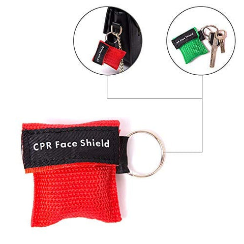 Keychain CPR Masks with One-Way Valve (100-Pack)- Assorted Colors