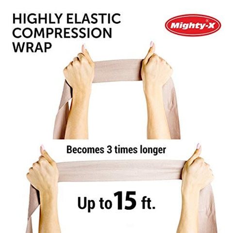 Premium Elastic Bandage Wrap - 8 Pack + 8 Extra Clips - Durable Compression Bandage (4X - 3 inch, 4X - 4 inch Rolls) Stretches up to 15ft in Length Cohesive / Self Adhesive Bandages