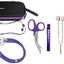 Dual Head Stethoscope with Storage Case, EMT Shears, Pen Light, Tuning Forks, Taylor Hammer, and Lister Scissors - Assorted Colors Purple Nurse Kits