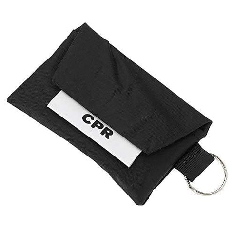 CPR Face Mask Key Chain Kit with Gloves | One Way Valve and Face Shield Mask First Aid Kit by AsaTechmed || for Travel, Home, Office, Boat, Car, EMS, Firefighters, Nurses, First Responders (Black)