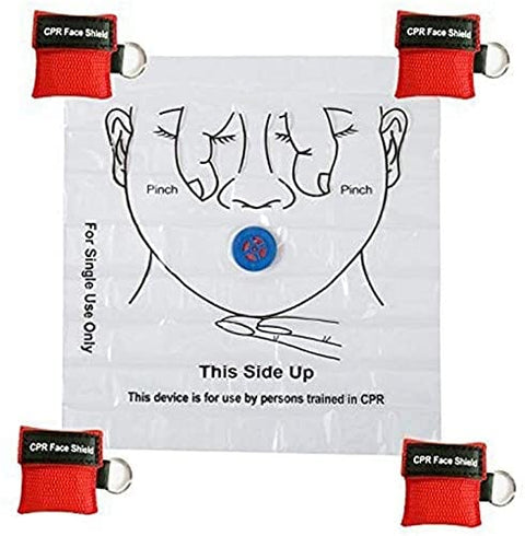 ASA Techmed 100 Pack CPR Face Shield Mask Key Chain Emergency Kit CPR Face Shields for First Aid + CPR Training CPR Masks