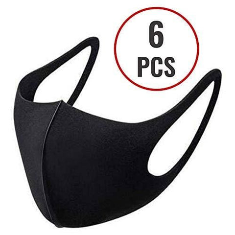 ASA Techmed Reusable Dual Air Breathing Valve Face Mask Cover with Activated Carbon Filter Black 6pcs Face Masks