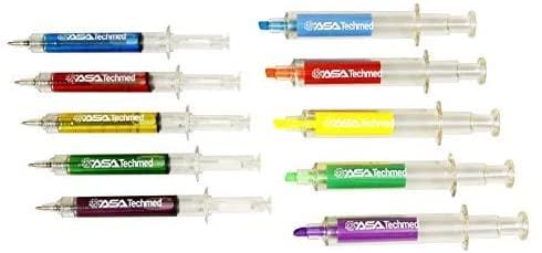 Nurse Pen & Highligher Set - 5 Syringe Pens & 5 Syringe Highlighters in Assorted Colors Nurse Products