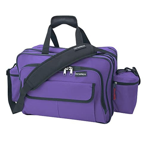Deluxe Nurse Shoulder/Travel Bag with Lockable Zippers and Adjustable Straps Purple Nurse & Medical Bags