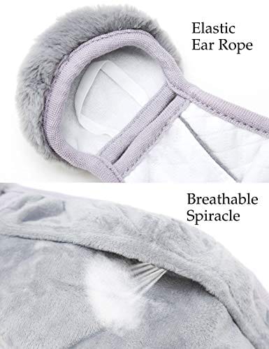 Unisex Mouth Mask Warmer Cotton Fleece Earmuff Unisex Winter Warm Mouth-muffle with Breathing Holes Cold-Proof Windproof Full Ears Protection Accessories Half Face Mask with Earflap Outdoor Sport Grey Face Masks
