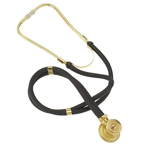 Gold & Black Premium Sprague Rappaport Lightweight Dual Head Stethoscope | Adult, Pediatric, Infant Chestpiece + Accessory Pouch for Clincial, Doctor, Nurse Stethoscopes