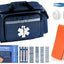 EMT First Responder Trauma Bag with First Aid Kit - Includes 280 Bandage Variety Pack Navy Blue EMT Gear
