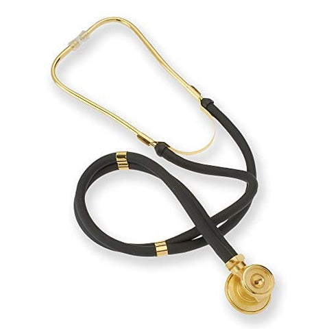 Gold & Black Premium Sprague Rappaport Lightweight Dual Head Stethoscope | Adult, Pediatric, Infant Chestpiece + Accessory Pouch for Clincial, Doctor, Nurse Stethoscopes