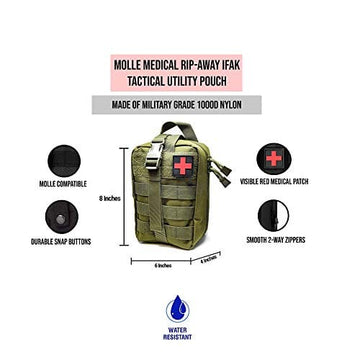 Carlebben EMT Pouch MOLLE Ifak Pouch Tactical MOLLE Medical First Aid Kit  Utility Pouch (With Medical Supplies)