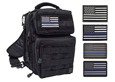 ASA Techmed 4 Pack US USA Flag Embroidered Patch Thin Blue Line Police Emblem Military Iron On Sew On Tactical Morale Patch for Hats Backpacks Caps Jackets + More Sports