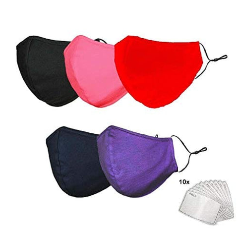 ASA Techmed Cloth Face Mask Reuseable Washable in Assorted Colors (5 Pack) Face Masks