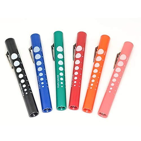 Nurse Pen Lights- Colorful Pupil Gauge Pen Lights for Nurses in Assorted Colors 6-Pack Flashlights