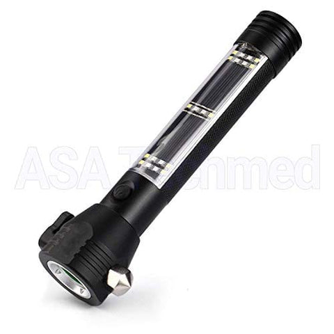 ASA Techmed Roadside Rescue 9-IN-1 Multi-Function Solar Powered Flashlight/Survival Gear Tactical LED Camping, Hiking, Car Accident, Natural Disaster Kit Tools