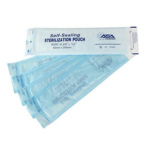 800 Count Self Sealing Autoclave Pouch - 3 Boxes - Paper Blue Film for Cleaning Tools, Tattoo Shops, Dental Offices Choose Your Size by AsaTechmed 3.25" x 12" PPE Essentials