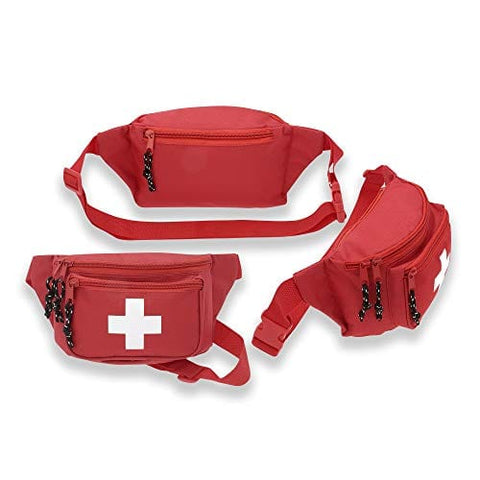 3pk ASA Techmed First Aid Waist Pack - Baywatch Lifeguard Fanny Pack - Compact for Emergency at Home, Car, Outdoors, Hiking, Playground, Pool, Camping, Workplace