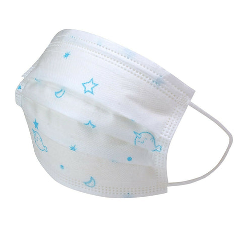 Kids Disposable Face Mouth Mask 3-Ply with Ear Loop 50-Pack Children's Mask White Stars Face Masks