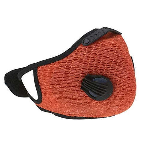 ASA Techmed Orange Sports Reusable Dual Air Breathing Valve Mask Cycling Mask Face Cover with Activated Carbon Filter Face Masks