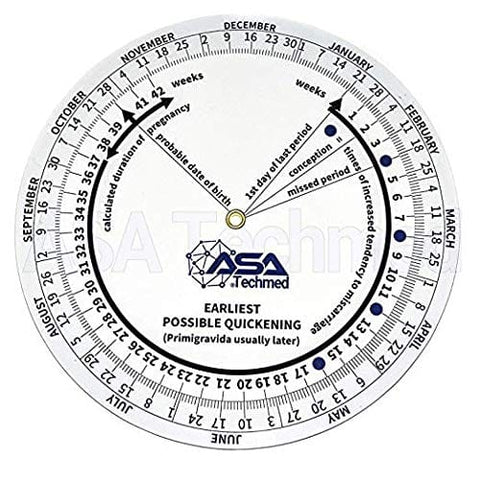 ASA Techmed Pregnancy Wheel Due Date Calculator Obstetric Wheel, Nurses, Midwifery, Pregnancy Test OB/GYN Products