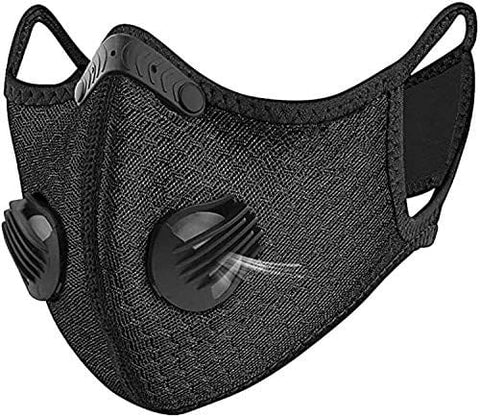 ASA Techmed Reusable Gym/Sports Face mask Dust Mask With FIlter and Dual Valve For easy breathing Adjustable for Running, Cycling and outdoor activities. (Activated Charcoal Filter) (Tactical Black) Tools