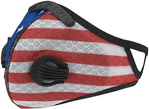ASA Techmed Reusable Gym/Sports Face mask Dust Mask With FIlter and Dual Valve For easy breathing Adjustable for Running, Cycling and outdoor activities. (Activated Charcoal Filter) (US Flag Mask) Tools