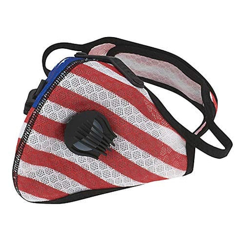 ASA Techmed Patriotic Reusable Dual Air Breathing Valve Face Mask Cover with Activated Carbon Filter Face Masks