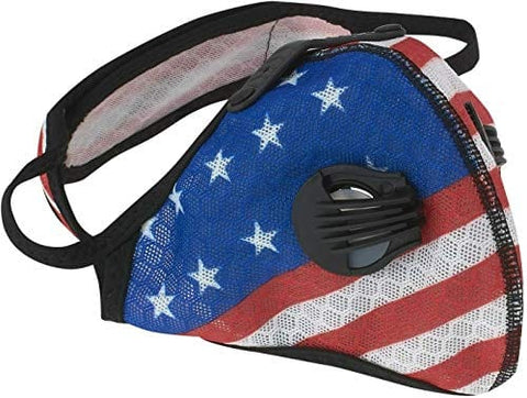 ASA Techmed Reusable Gym/Sports Face mask Dust Mask With FIlter and Dual Valve For easy breathing Adjustable for Running, Cycling and outdoor activities. (Activated Charcoal Filter) (US Flag Mask) Tools